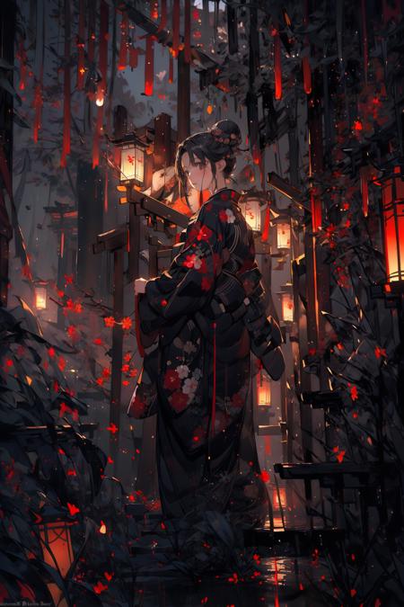 16873-1725809069-(masterpiece_1.2), best quality,realistic,Tyndall effect,_1girl, lantern, rain, solo, japanese clothes, kimono, standing, outdoo.png